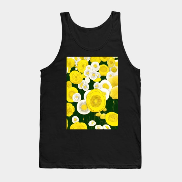 YELLOW AND WHITE FLOWERS WITH GREEN BACKGROUND Tank Top by sailorsam1805